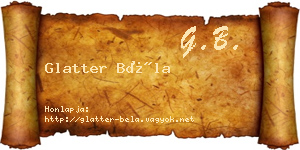 Glatter Béla névjegykártya
